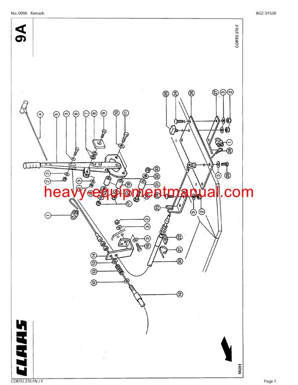 Download Claas Corto 270 Fn F Mower Parts Catalog Manual PDF SN 34501001-34599999