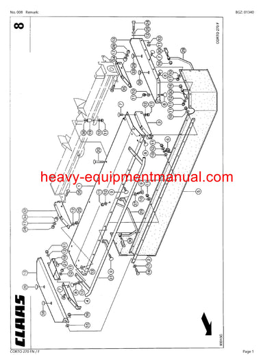 Download Claas Corto 270 Fn F Mower Parts Catalog Manual PDF SN 34501001-34599999