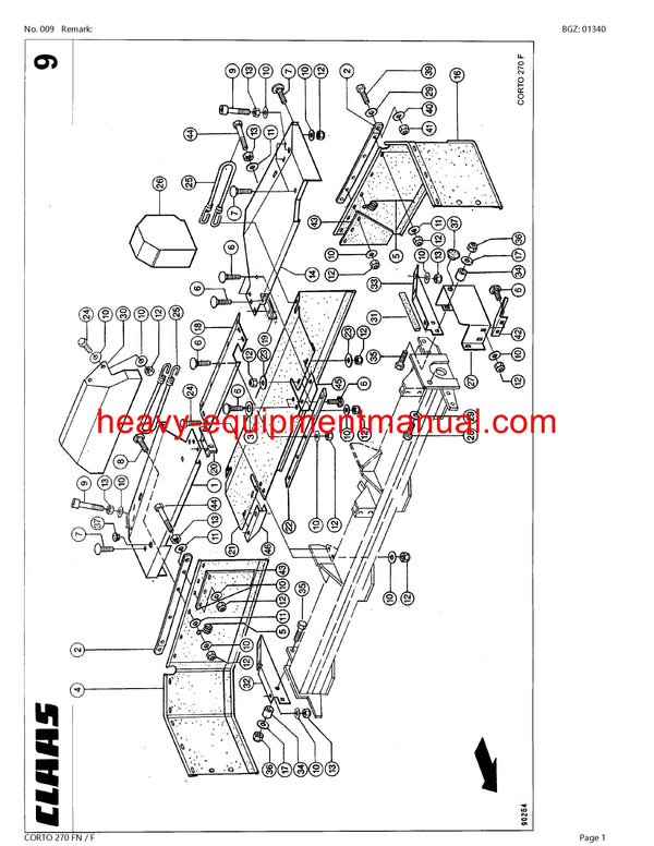 Download Claas Corto 270 Fn F Mower Parts Catalog Manual PDF SN 34501001-34599999