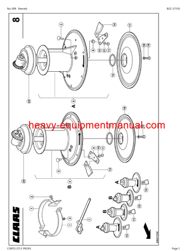 Download Claas Corto 275 F Profil Mower Parts Catalog Manual PDF SN 65501001-65599999