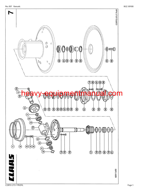 Download Claas Corto 275 F Profil Mower Parts Catalog Manual PDF SN 65501001-65599999