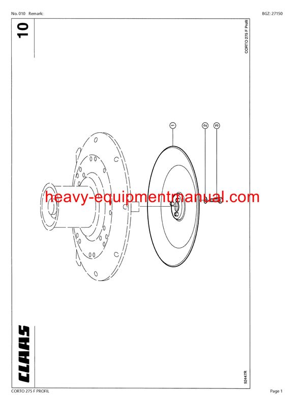 PDF Claas 275 F Corto Profil Mower Parts Manual Download