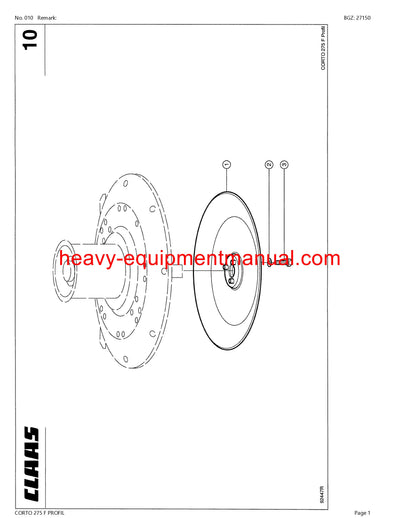 Download Claas Corto 275 F Profil Mower Parts Catalog Manual PDF SN 65501001-65599999
