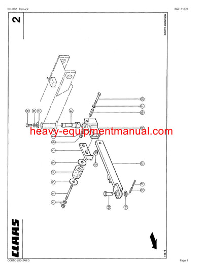 Download Claas Corto 280-240 D Mower Parts Manual PDF SN 39501001-39599999