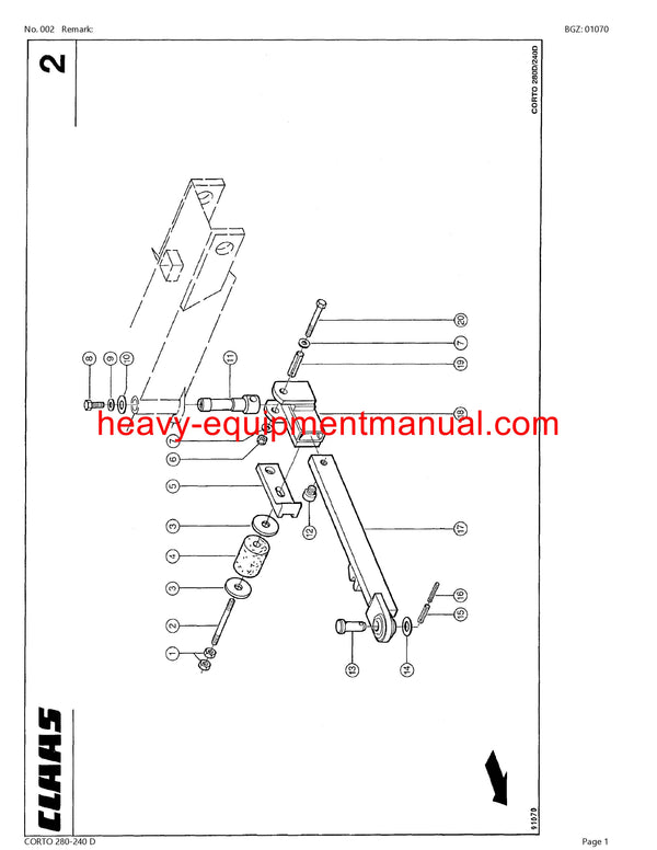 Download Claas Corto 280-240 D Mower Parts Manual PDF SN 39501001-39599999