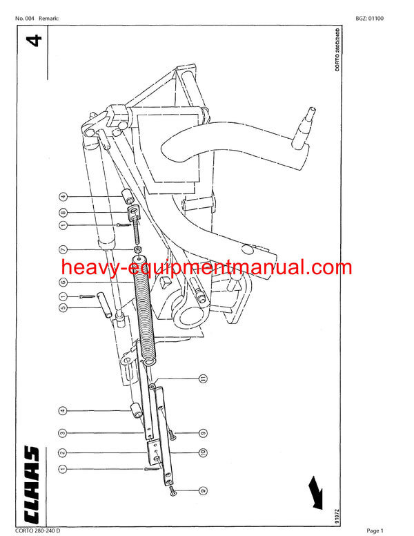 Download Claas Corto 280-240 D Mower Parts Manual PDF SN 39401001-39499999