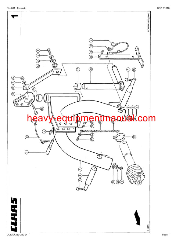 Download Claas Corto 280-240 D Mower Parts Manual PDF SN 39401001-39499999
