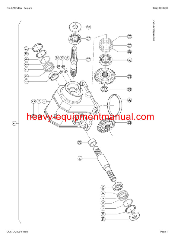 PDF Claas 2800 F Corto Profil Mower Parts Manual Download