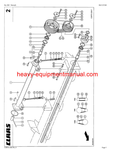 Download Claas Corto 290 FN F Mower Parts Manual PDF SN 34101001-34199999