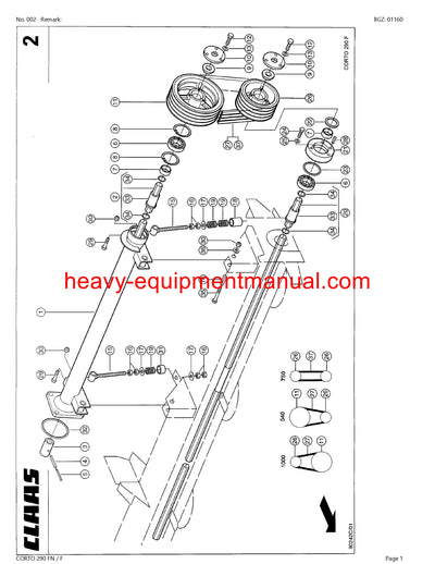 PDF Claas 290 FN F Corto Mower Parts Manual Download