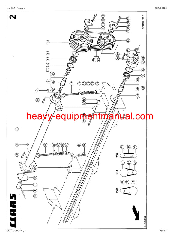 PDF Claas 290 FN F Corto Mower Parts Manual Download
