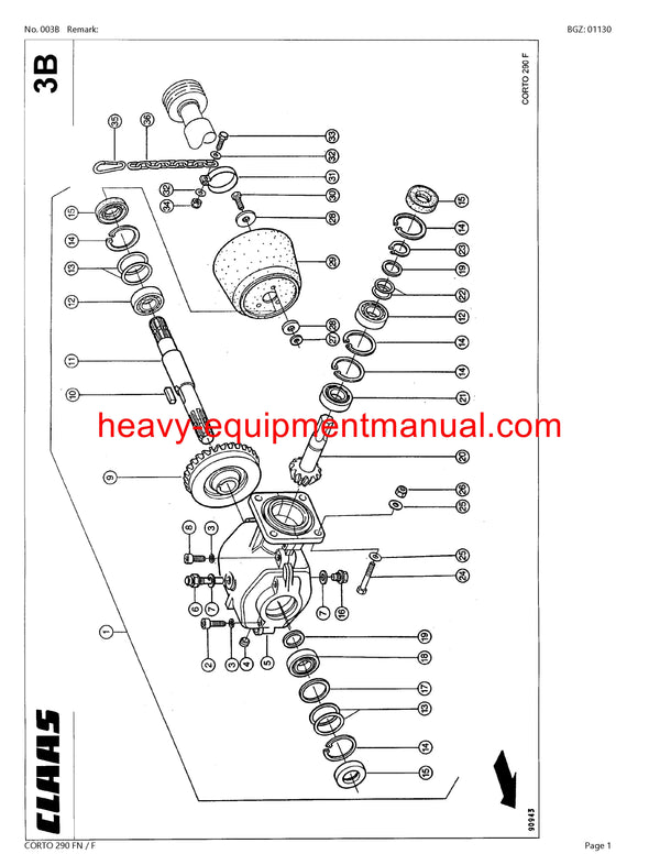 PDF Claas 290 FN F Corto Mower Parts Manual Download