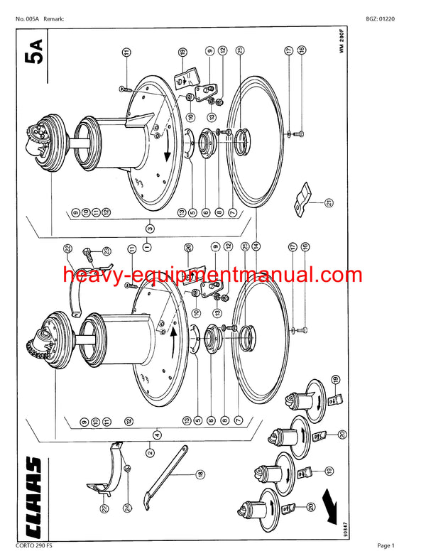 PDF Claas 290 FS Corto Mower Parts Manual Download