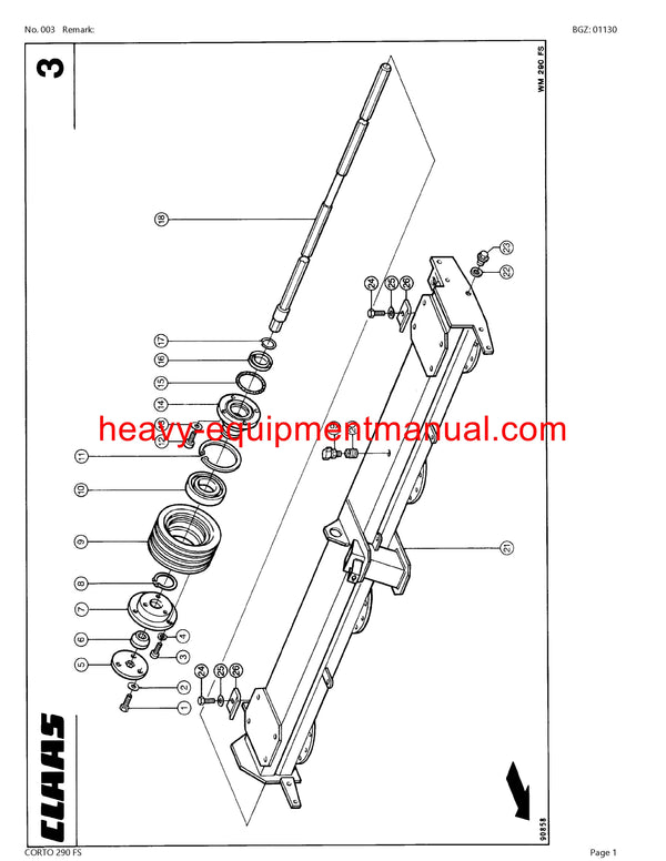 PDF Claas 290 FS Corto Mower Parts Manual Download