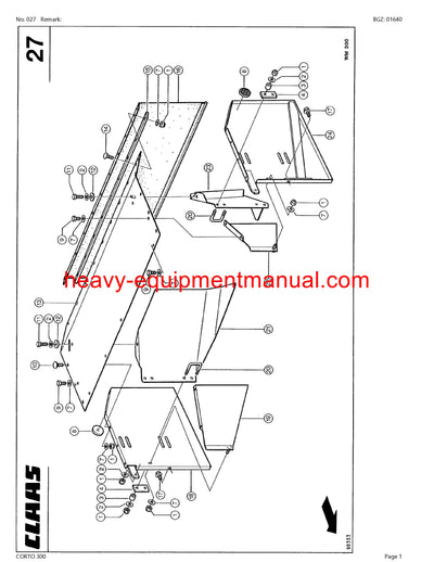 Download Claas Corto 300 Mower Parts Catalog Manual PDF SN 34001001-34099999