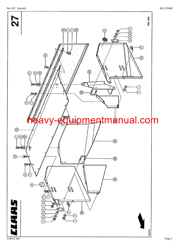 Download Claas Corto 300 Mower Parts Catalog Manual PDF SN 34001001-34099999