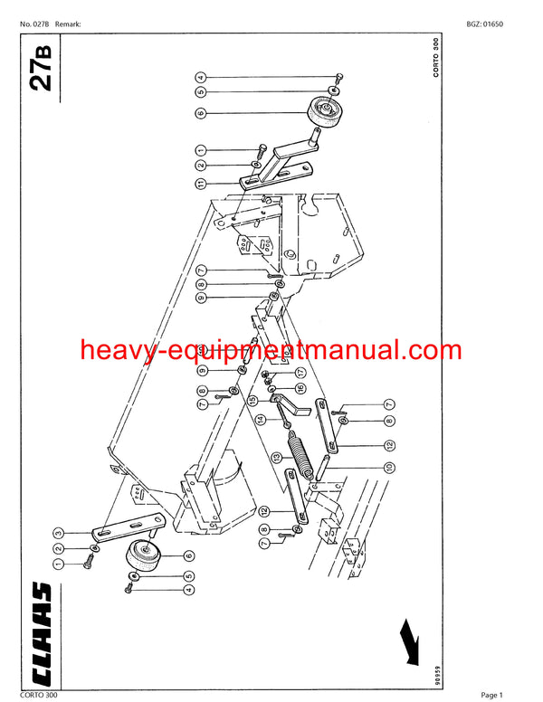 Download Claas Corto 300 Mower Parts Catalog Manual PDF SN 34001001-34099999