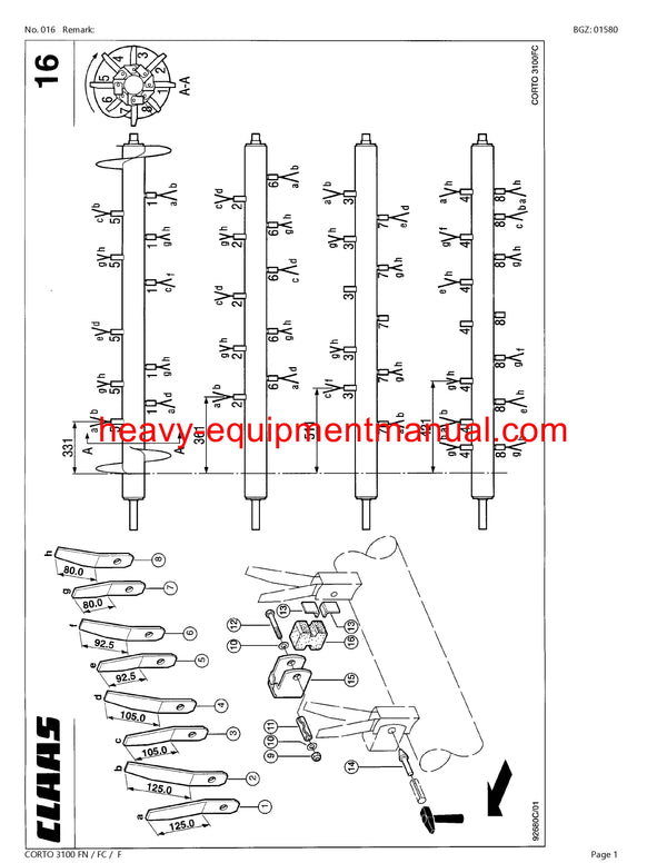 Download Claas Corto 3100 FN FC F Mower Parts Manual PDF SN 64701001-64799999