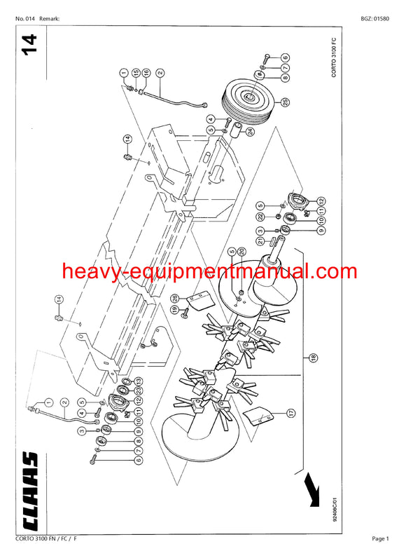 Download Claas Corto 3100 FN FC F Mower Parts Manual PDF SN 64701001-64799999