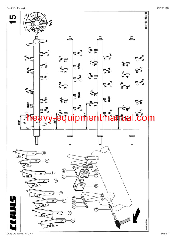 PDF Claas 3100 FN FC F Corto Mower Parts Manual Download
