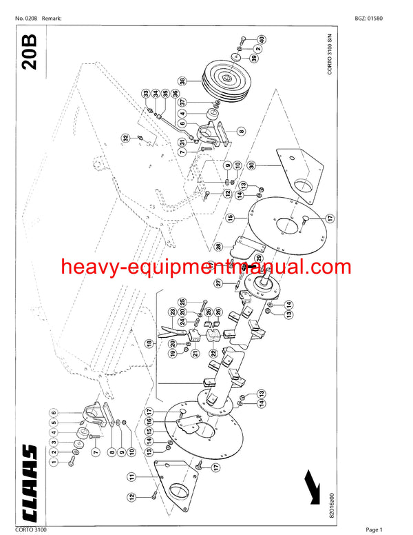 Download Claas Corto 3100 Mower Parts Catalog Manual PDF SN 64401001-64499999