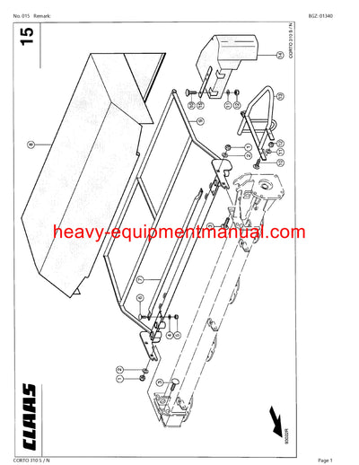 PDF Claas 310 S/N Corto Mower Parts Manual Download