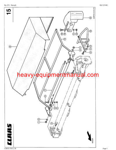 Download Claas Corto 310 S/N Mower Parts Manual PDF SN 65301001-65399999