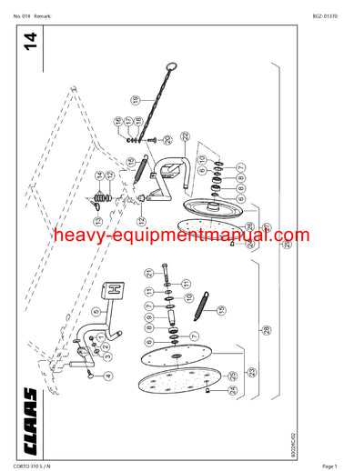 PDF Claas 310 S/N Corto Mower Parts Manual Download