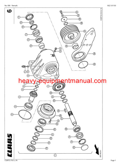 PDF Claas 310 S/N Corto Mower Parts Manual Download