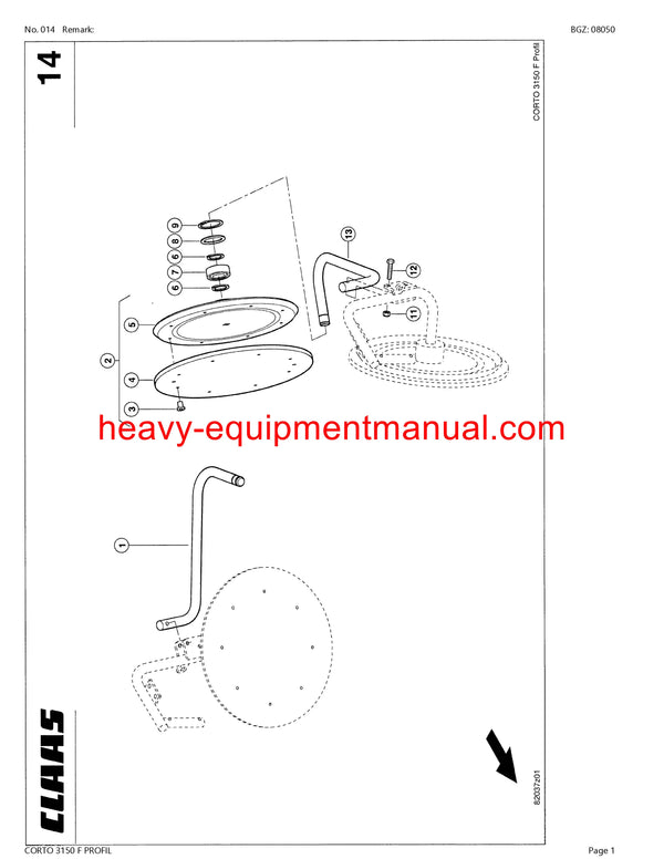 Download Claas Corto 3150 F Profil Mower Parts Catalog Manual PDF SN 65601001-65699999