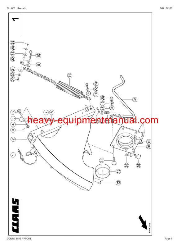 Download Claas Corto 3150 F Profil Mower Parts Catalog Manual PDF SN 65601001-65699999