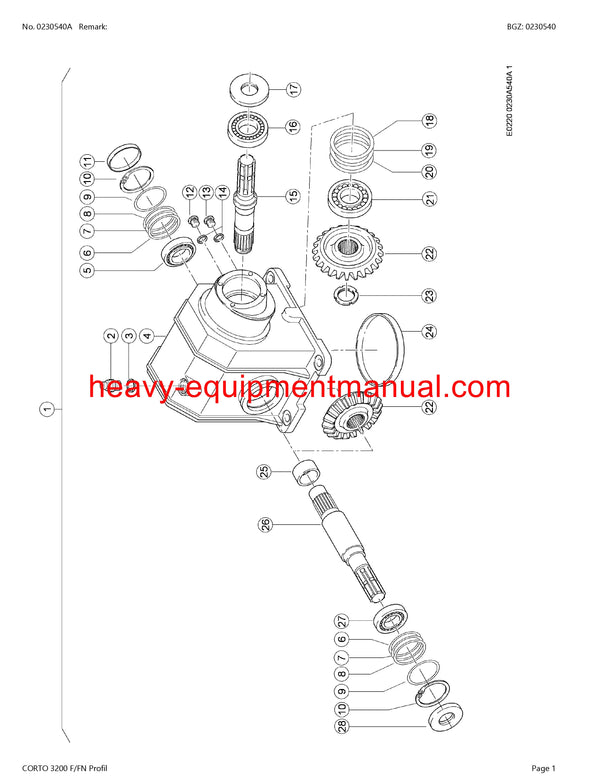 Download Claas Corto 3200 F FN Profil Mower Parts Manual PDF SN F0101000-f0109999