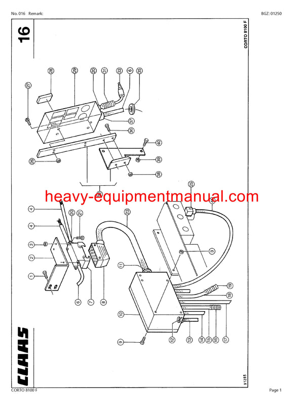 Download Claas Corto 8100 F Mower Parts Catalog Manual PDF Sn 39901015-39999999
