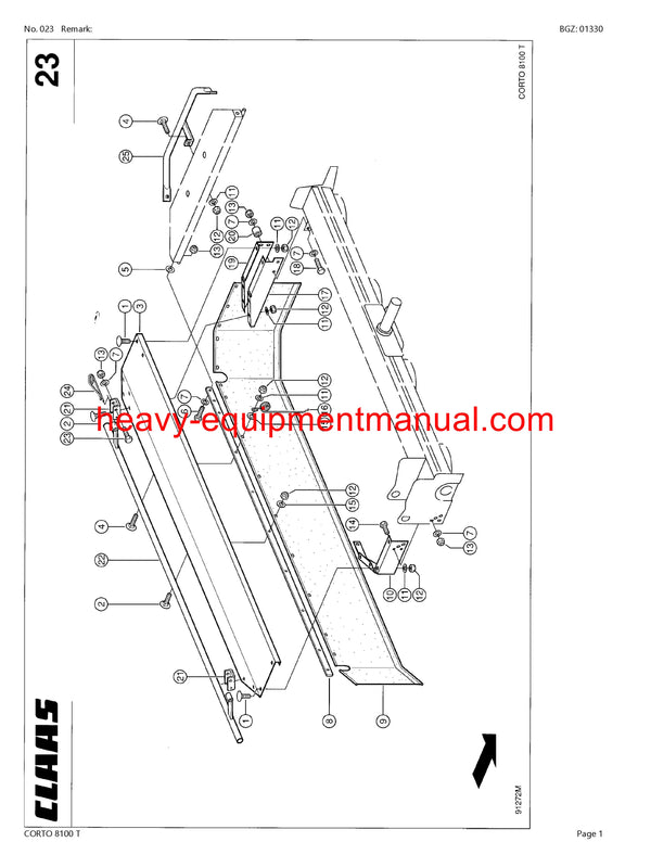 PDF Claas 8100 T Corto Mower Parts Manual Download