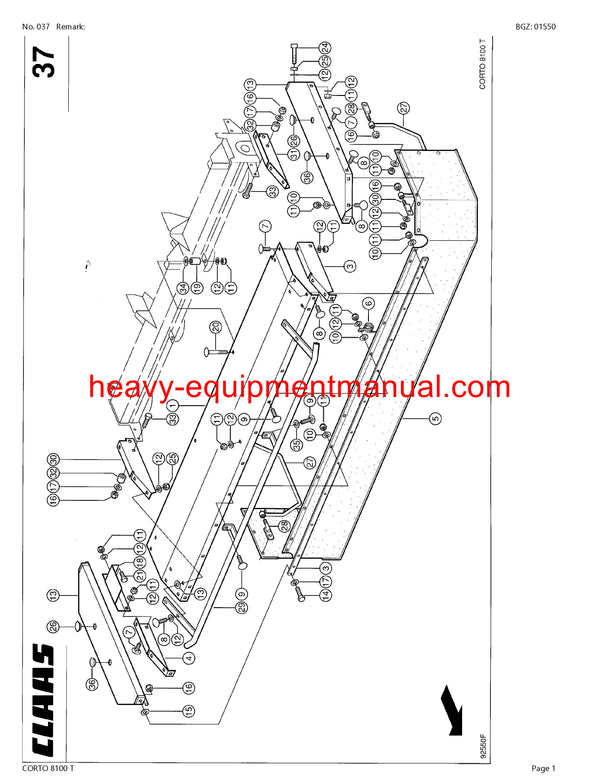 PDF Claas 8100 T Corto Mower Parts Manual Download