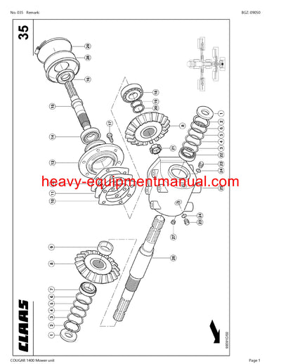 PDF Claas 1400 Cougar Mower Unit Parts Manual Download