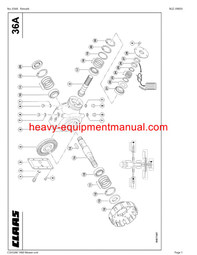 Download Claas Cougar 1400 Mower Unit Parts Manual PDF