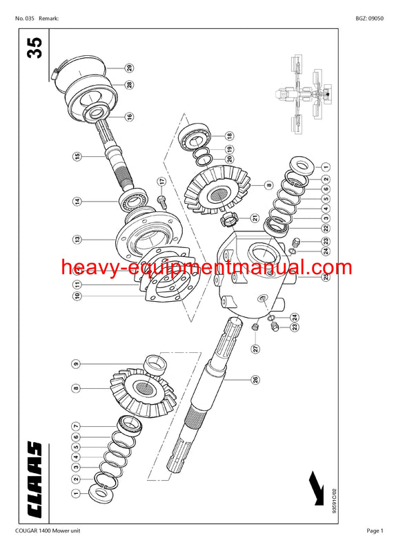 PDF Claas 1400 Cougar Mower Unit Parts Manual Download