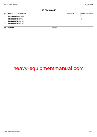 Download Claas Crop Tiger 30 Terra Trac Combine Parts Manual PDF