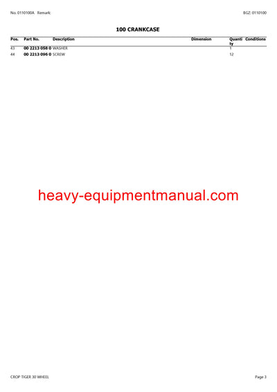 Download Claas Crop Tiger 30 Wheel Combine Parts Manual PDF SN 03503202-03503999