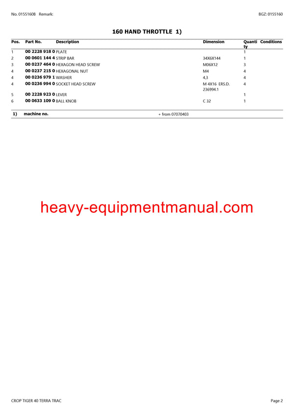 PDF Claas 40 Terra Trac Crop Tiger Combine Parts Manual Download