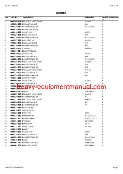Download Claas C450-C300 Dominator Cutterbar Parts Manual PDF