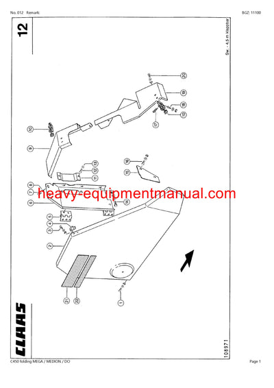 PDF Claas C450 Folding Mega Medion Dominator Cutterbar Parts Manual Download