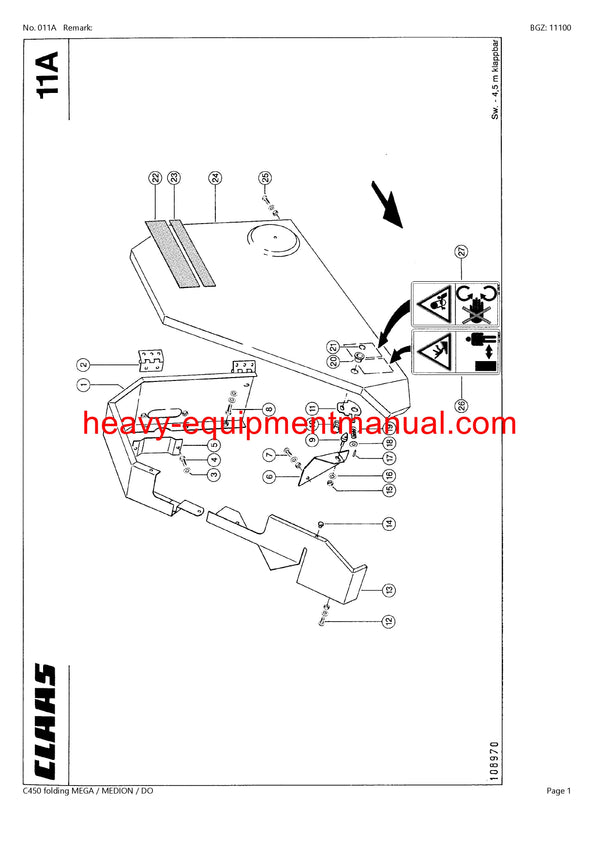 PDF Claas C450 Folding Mega Medion Dominator Cutterbar Parts Manual Download