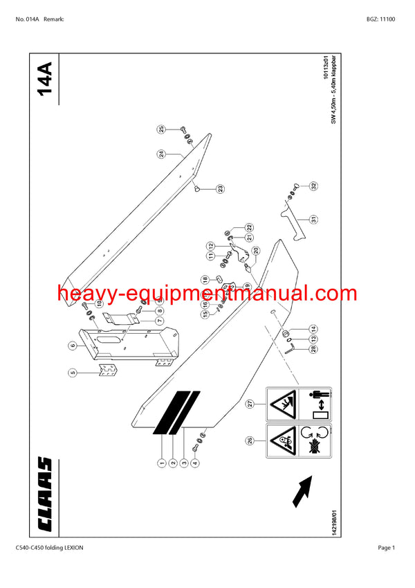 PDF Claas C540 - C450 Folding Lexion Cutterbar Parts Manual Download