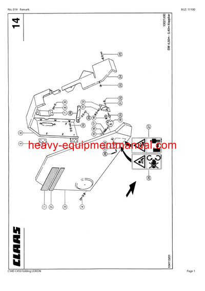 PDF Claas C540 - C450 Folding Lexion Cutterbar Parts Manual Download