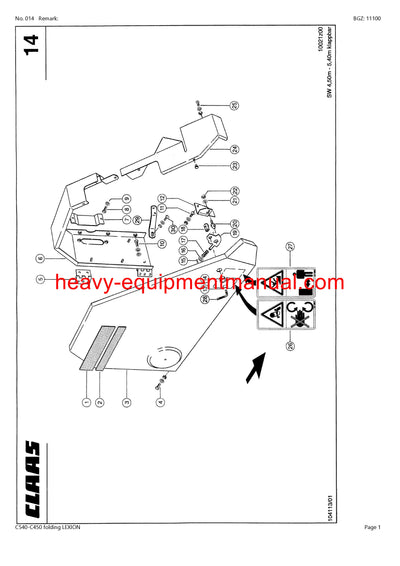 Download Claas C540-C450 Folding Lexion Cutterbar Parts Manual PDF