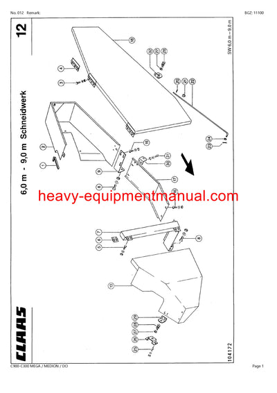 PDF Claas C900 - C300 Mega Medion Dominator Cutterbar Parts Manual Download