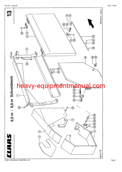 Download Claas C900-C300 Mega Medion Dominator Cutterbar Parts Manual PDF