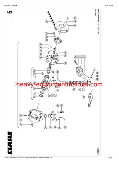 Download Claas C900-C300 Rape Lexion Tucano Mega Medion Dominator Cutterbar Parts Manual